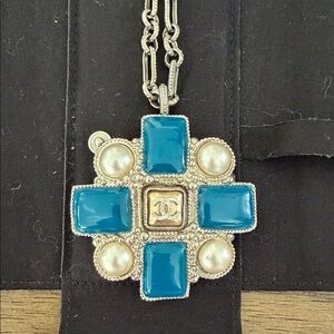 Chanel 13S Silver Maltese Cross Pendant Necklace